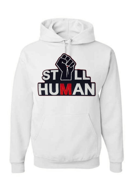WHITE CHENILLE I’M STILL HUMAN HOODIE